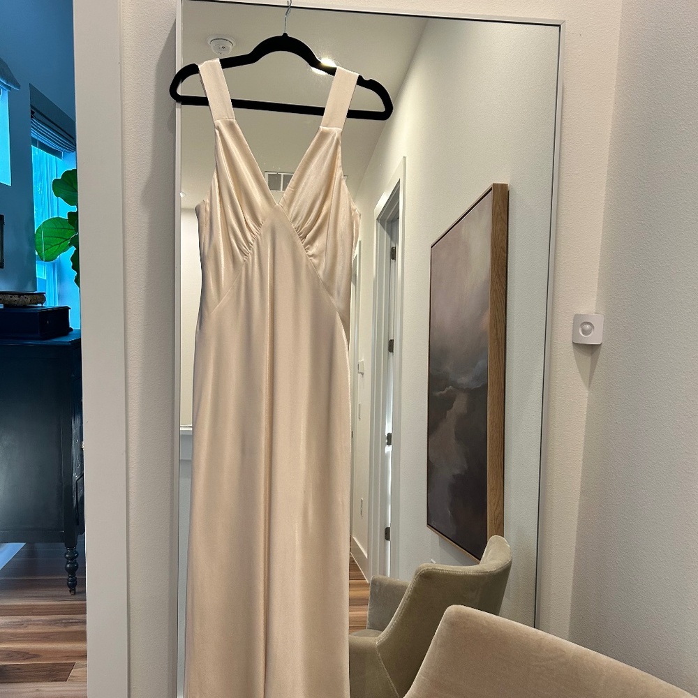 Shona Joy La Lune Plunged Midi Dress in Cream